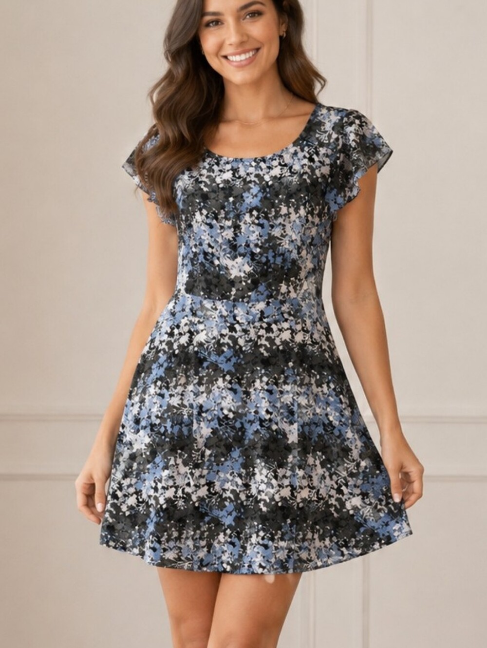 💙 Floral Fit-and-Flare Dress NWOT